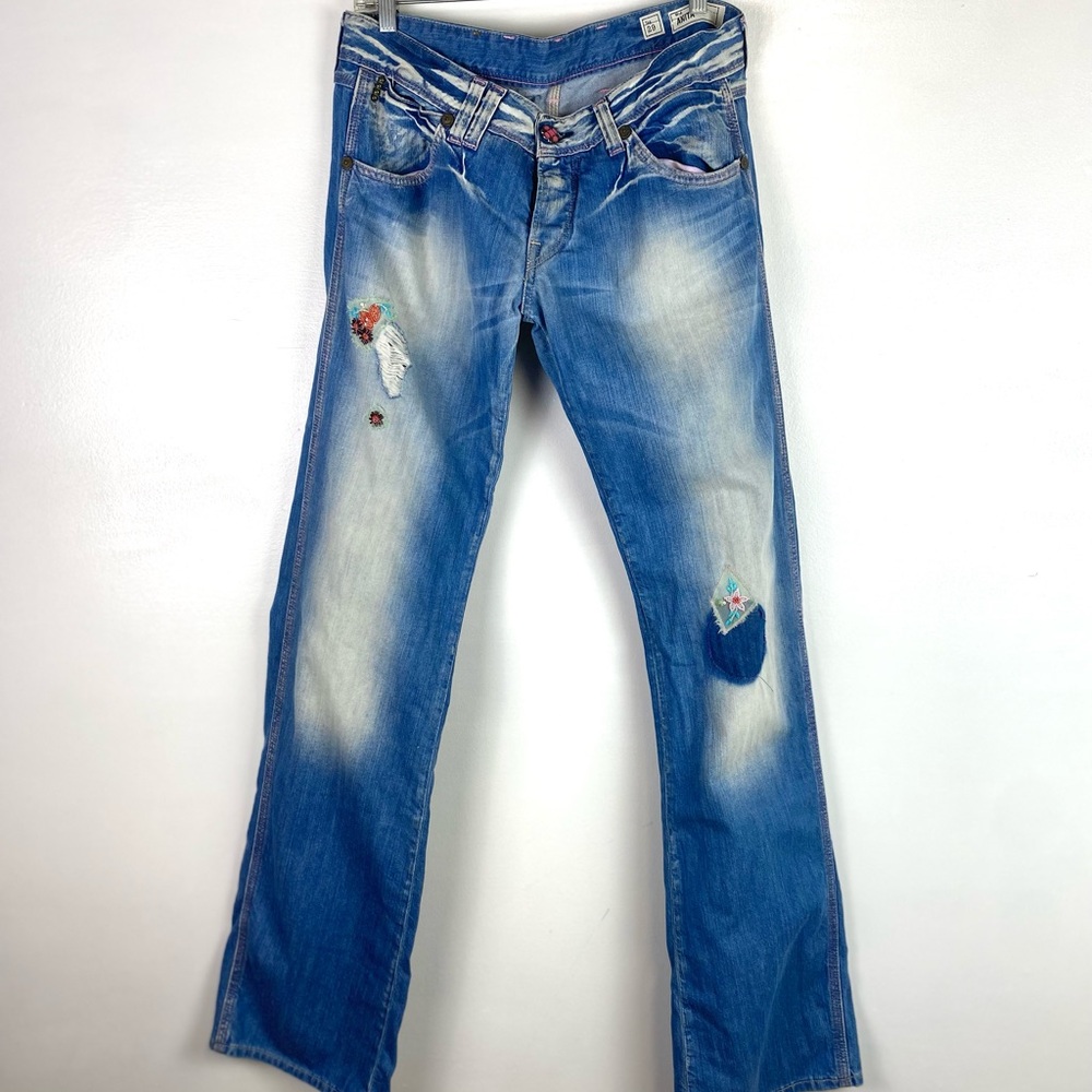 We are Replay sz 29 Anita Jeans Distressed Patchwork Y2K Festival Straight Leg